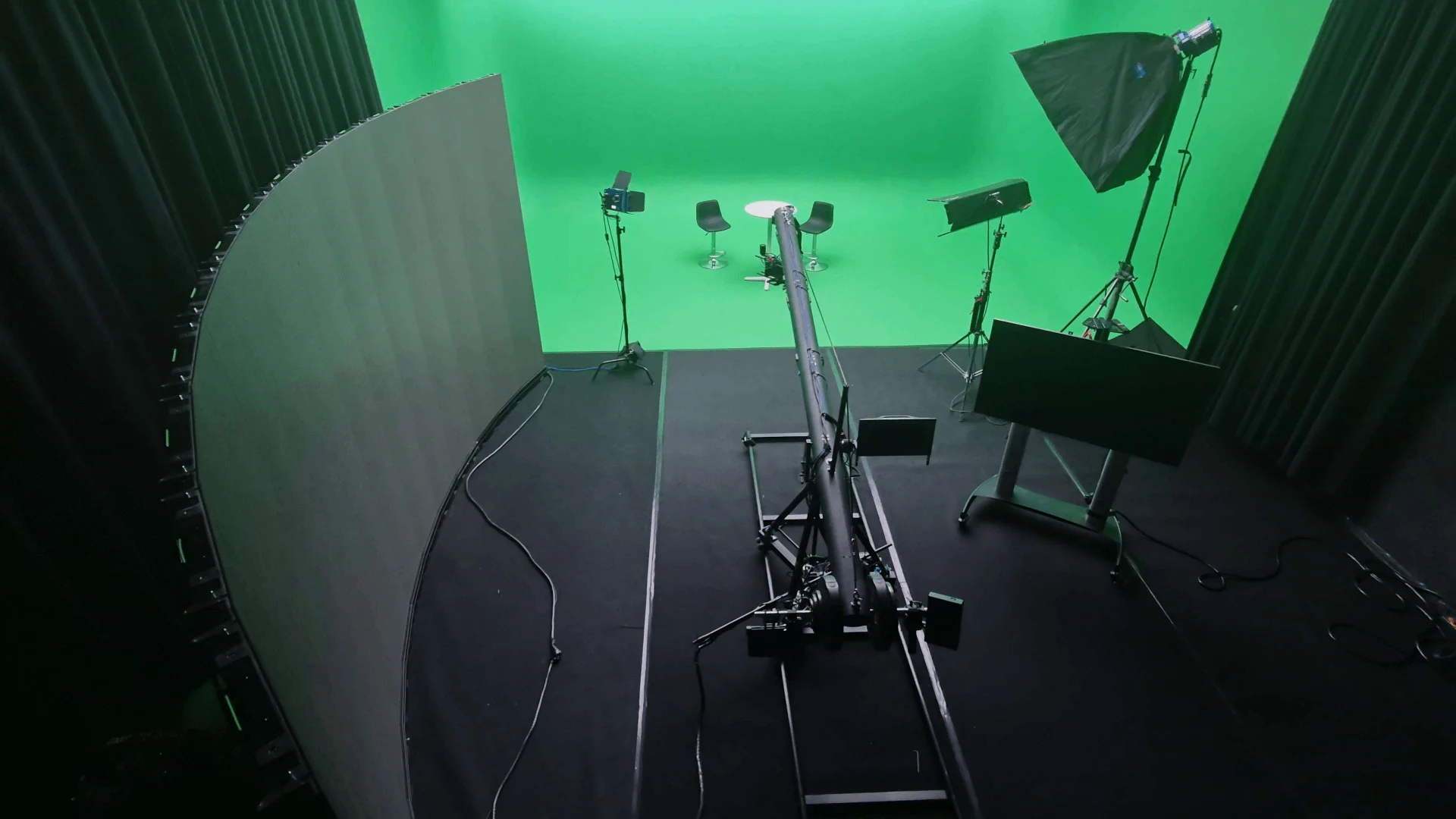 Studio in green screen setup